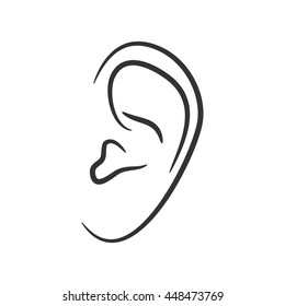Ear vector hand drawn vector black on white symbol