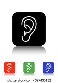 ear vector icon - black and colored buttons