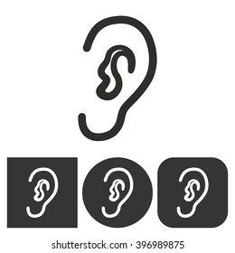 Ear    vector icon. Black  illustration isolated on white  background for graphic and web design.