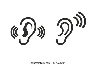 Ear    vector icon. Black  illustration isolated on white  background for graphic and web design.