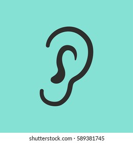 Ear vector icon. Black illustration isolated for graphic and web design.