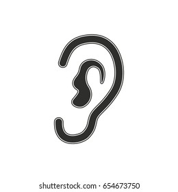 Ear vector icon. Black illustration isolated on white background for graphic and web design.