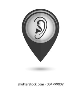 Ear - vector icon;  black map pointer