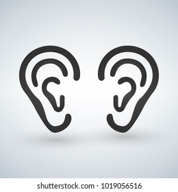 Ear vector icon. Black pictogram isolated on a white background.