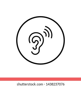 Ear vector icon, flat sign