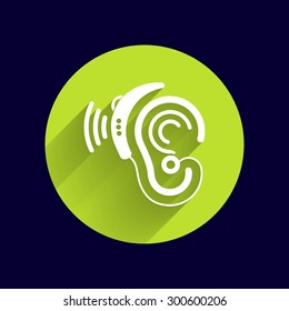 Ear vector icon hearing aid ear listen sound graphics.