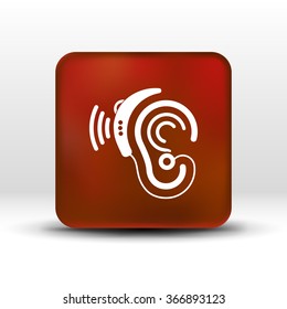 Ear vector icon hearing aid ear listen sound graphics.
