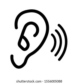 Ear vector icon, hearing symbol on a white background