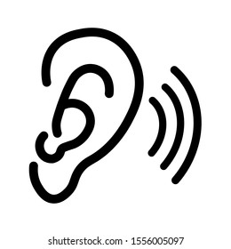 Ear vector icon, hearing symbol on a white background