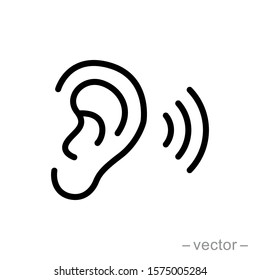 Значок вектора уха, символ слуха. Простой плоский дизайн для веб-приложения или мобильного приложения