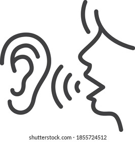 Icono de vector de oído, símbolo de audición. Diseño sencillo y plano para aplicaciones web o móviles