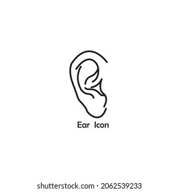 Ear vector icon, hearing symbol. Simple, flat design for web or mobile app