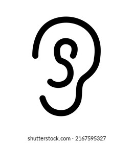 Ear vector icon, hearing symbol color editable