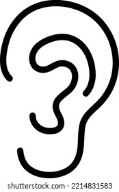 Ear vector icon, hearing symbol. Simple, flat design for web or mobile app.eps