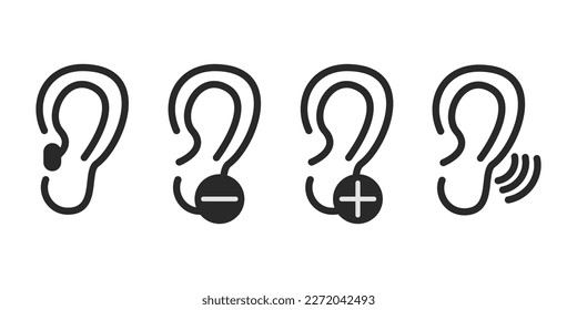 Ear vector icon, hearing symbol