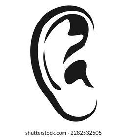 Ear vector icon, hearing symbol. Simple, flat design for web or mobile