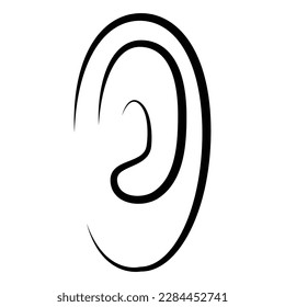 Ear vector icon, hearing symbol. Simple, flat design for web or mobile