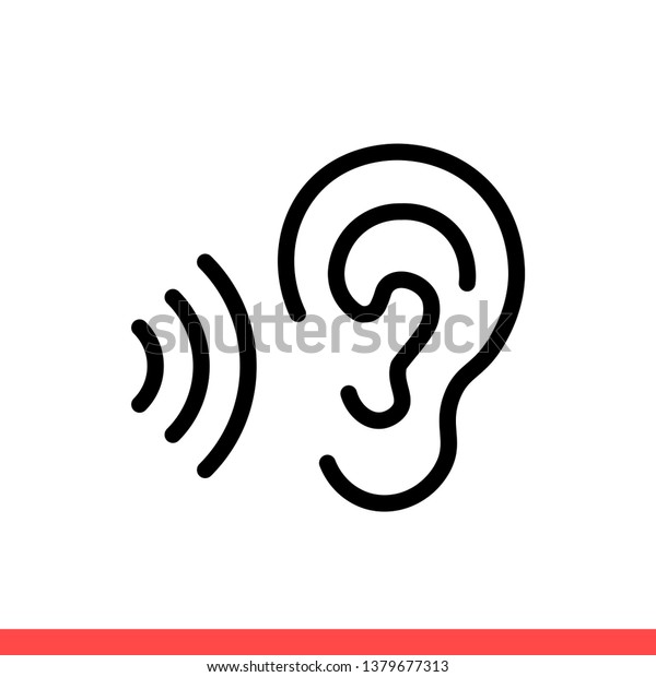 耳のベクター画像アイコン 耳の記号 ウェブアプリまたはモバイルアプリ用のシンプルでフラットなデザイン のベクター画像素材 ロイヤリティフリー