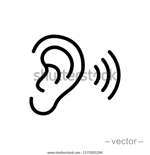 Ear vector icon, hearing symbol. Simple, flat design\
for web or mobile app