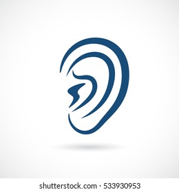 Ear vector icon. Human ear vector icon. Ear listen vector sign. Ear illustration clip art.