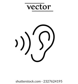 Ear vector icon. Illustration flat design on white background..eps