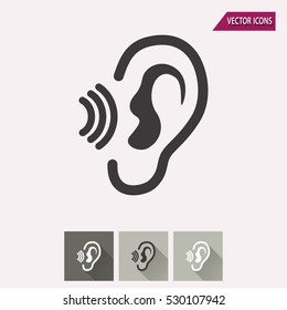 Ear vector icon. Illustration isolated for graphic and web design.