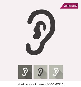 Ear vector icon. Illustration isolated for graphic and web design.