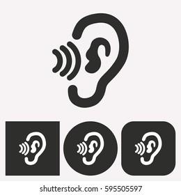 Ear vector icon. Illustration isolated for graphic and web design.