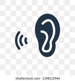 Ear vector icon isolated on transparent background, Ear transparency concept can be used web and mobile