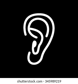 ear vector icon isolated on black