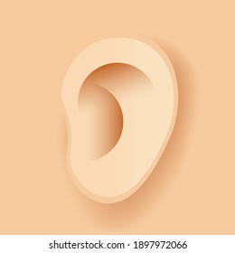 Ear vector icon ear left side icon isolated flat design icon with shadow vector illustration.