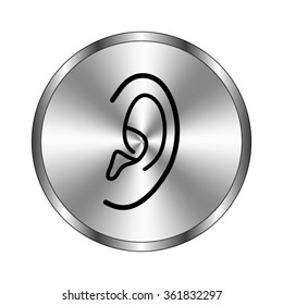 Ear - vector icon;  metal button