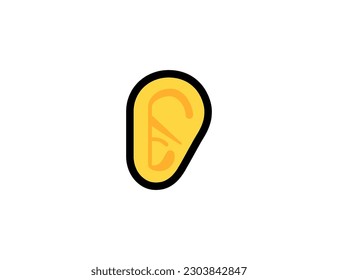 Ear vector icon on a white background. Human ear emoji illustration. Isolated ear vector emoticon