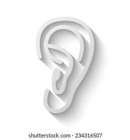 ear vector icon - paper illustration