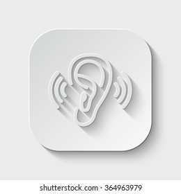 ear vector icon - paper illustration