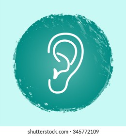 ear vector icon - round button