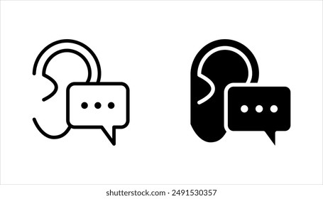 Ear vector icon set, listening symbol. flat design for web or mobile app vector illustration on white background