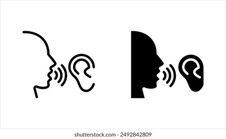 Ear vector icon set, listening symbol. flat design for web or mobile app vector illustration on white background