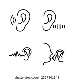 Ear vector icon set, listening symbol. flat design for web or mobile app color editable