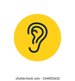 Ear Vector Icon Symbol. Human Ear Listen Hear Line Icon.