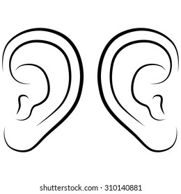 Ear, vector illustration on a white background
