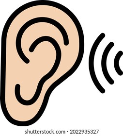 icono de color de línea de vector de oreja