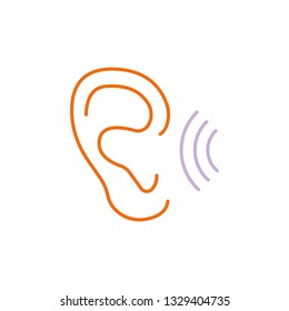 ear vector  line icon color. hearing