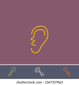 ear vector line icon.Basic element illustration.ear vector outline symbol design.Bonus broken key graphic concept