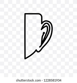 Ear vector linear icon isolated on transparent background, Ear transparency concept can be used for web and mobile