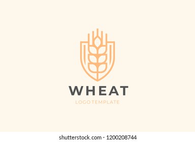 Ear vector logotype. Grain wheat logo design. Beer emblem.