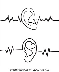 Ear vector. Sound Wave and ear illustration