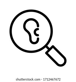 icono de línea delgada del vector de oreja 