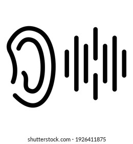 Ear voice recognition icon. Outline ear voice recognition vector icon for web design isolated on white background