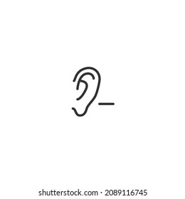 ear volume down line icon, outline vector sign, pixel perfect icon